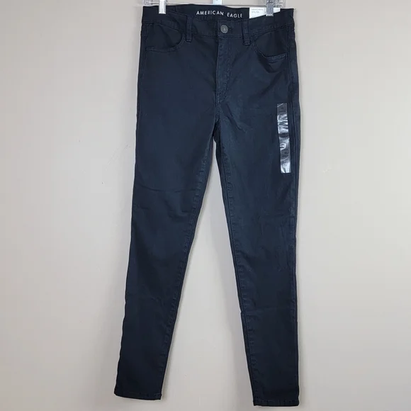 American Eagle Black Next Level Stretch High Rise Jeggings Sz 10/30 NEW - Picture 2 of 16